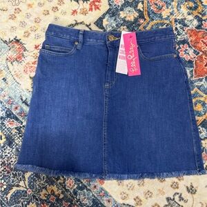 17 NWT Lilly Pulitzer Blue Denim Jean Mini Skirt Size 2